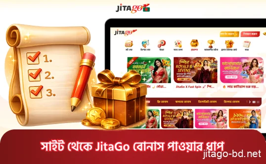 ওয়েবসাইটে JitaGo বোনাস ক্লেইম করার নির্দেশনা